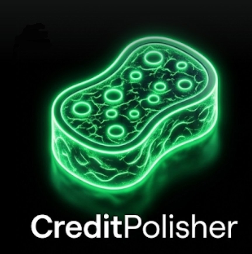 CreditPolisher glowing neon green sponge logo